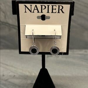 Napier Black and Silver Drop Earrings